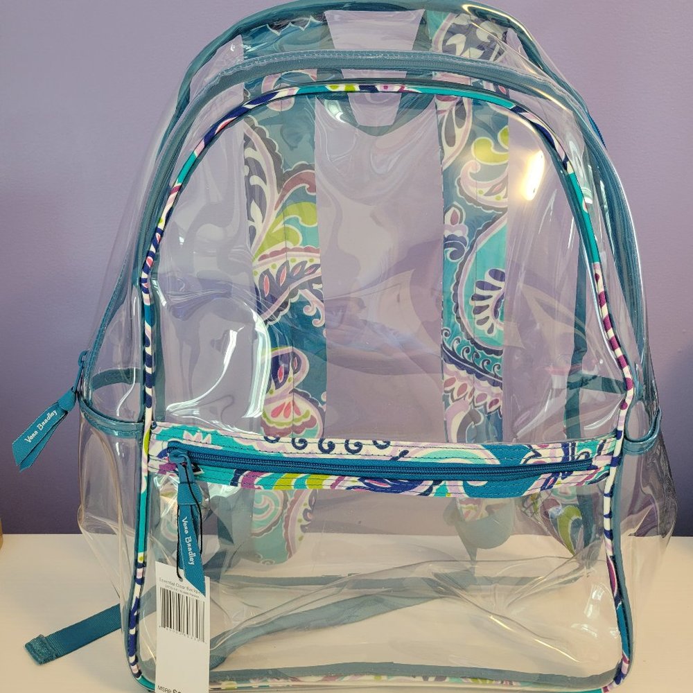 NEW WITH TAGS Vera Bradley Essential Clear Backpack in Waikiki Paisley